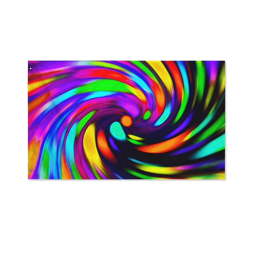 Colorful Spiral Trippy Print Polyester Flag
