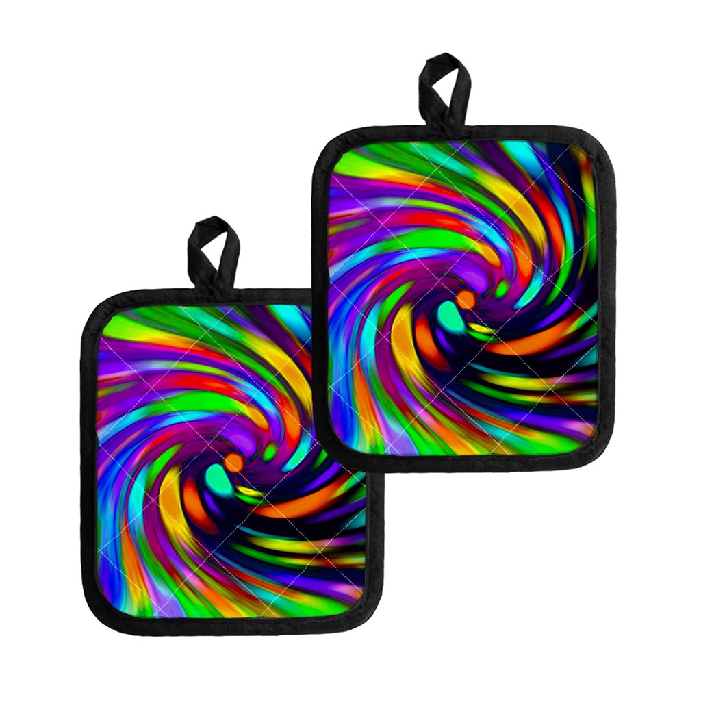 Colorful Spiral Trippy Print Pot Holders