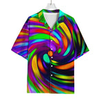 Colorful Spiral Trippy Print Rayon Hawaiian Shirt