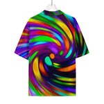 Colorful Spiral Trippy Print Rayon Hawaiian Shirt