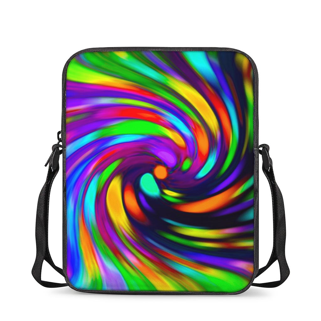 Colorful Spiral Trippy Print Rectangular Crossbody Bag
