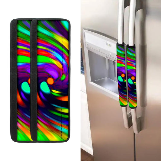 Colorful Spiral Trippy Print Refrigerator Handle Covers