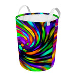 Colorful Spiral Trippy Print Round Laundry Basket