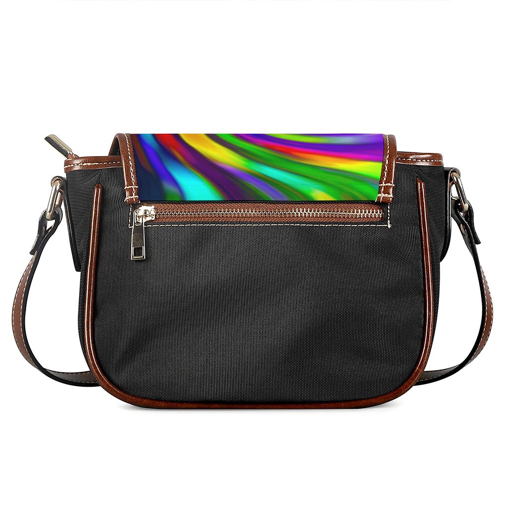 Colorful Spiral Trippy Print Saddle Bag
