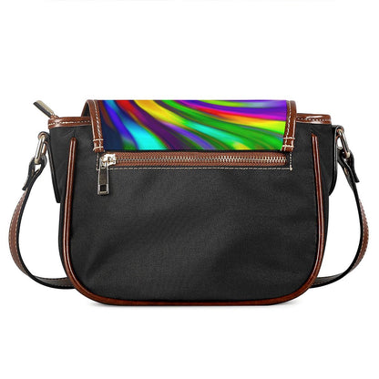 Colorful Spiral Trippy Print Saddle Bag