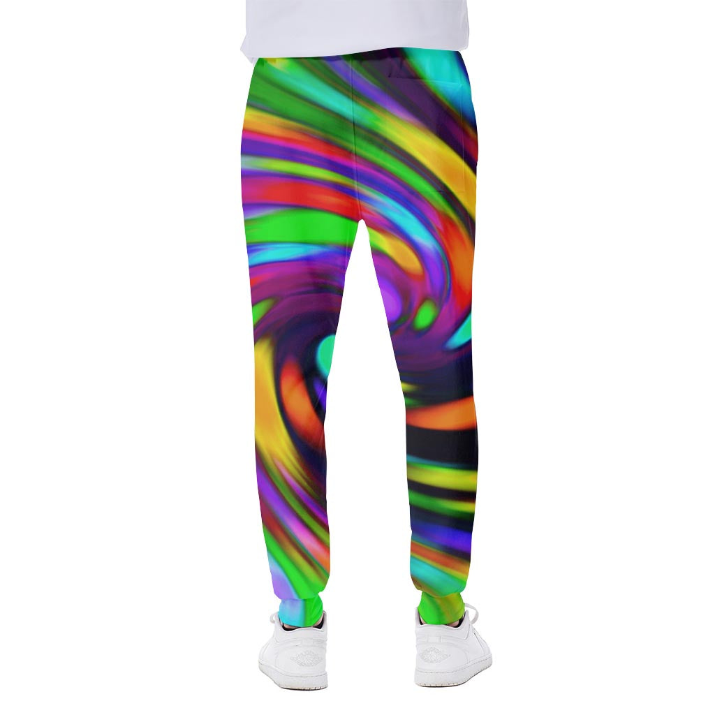 Colorful Spiral Trippy Print Scuba Joggers