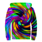 Colorful Spiral Trippy Print Sherpa Lined Zip Up Hoodie