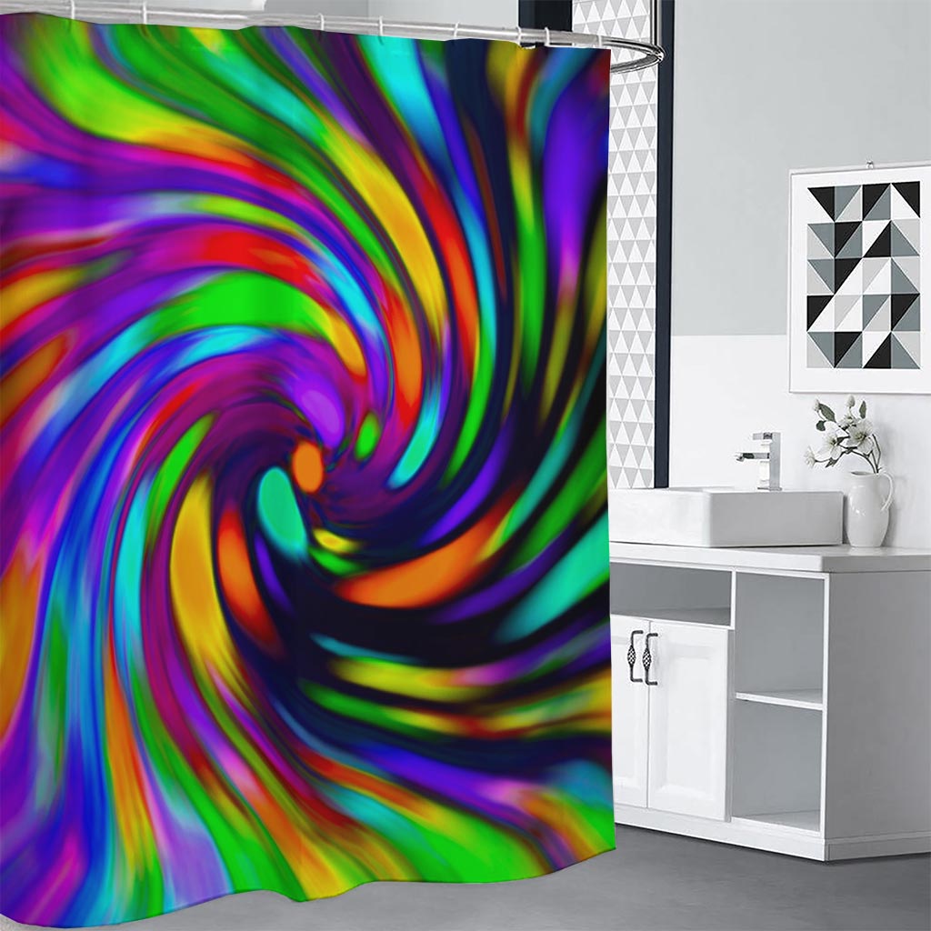 Colorful Spiral Trippy Print Shower Curtain