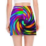 Colorful Spiral Trippy Print Side Slit Mini Skirt