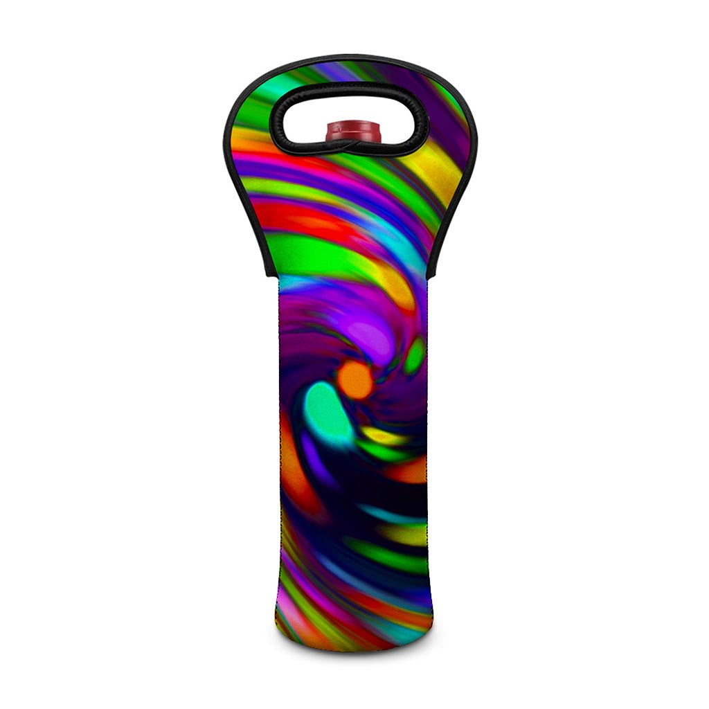 Colorful Spiral Trippy Print Single Neoprene Wine Tote