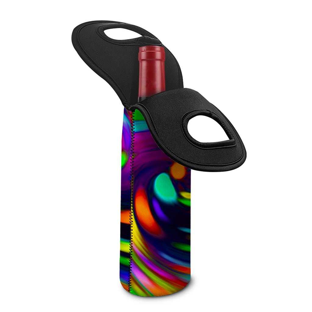 Colorful Spiral Trippy Print Single Neoprene Wine Tote