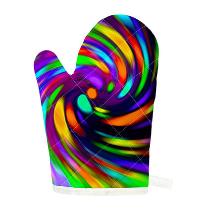 Colorful Spiral Trippy Print Single Oven Mitt