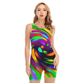 Colorful Spiral Trippy Print Sleeveless One Piece Swimsuit