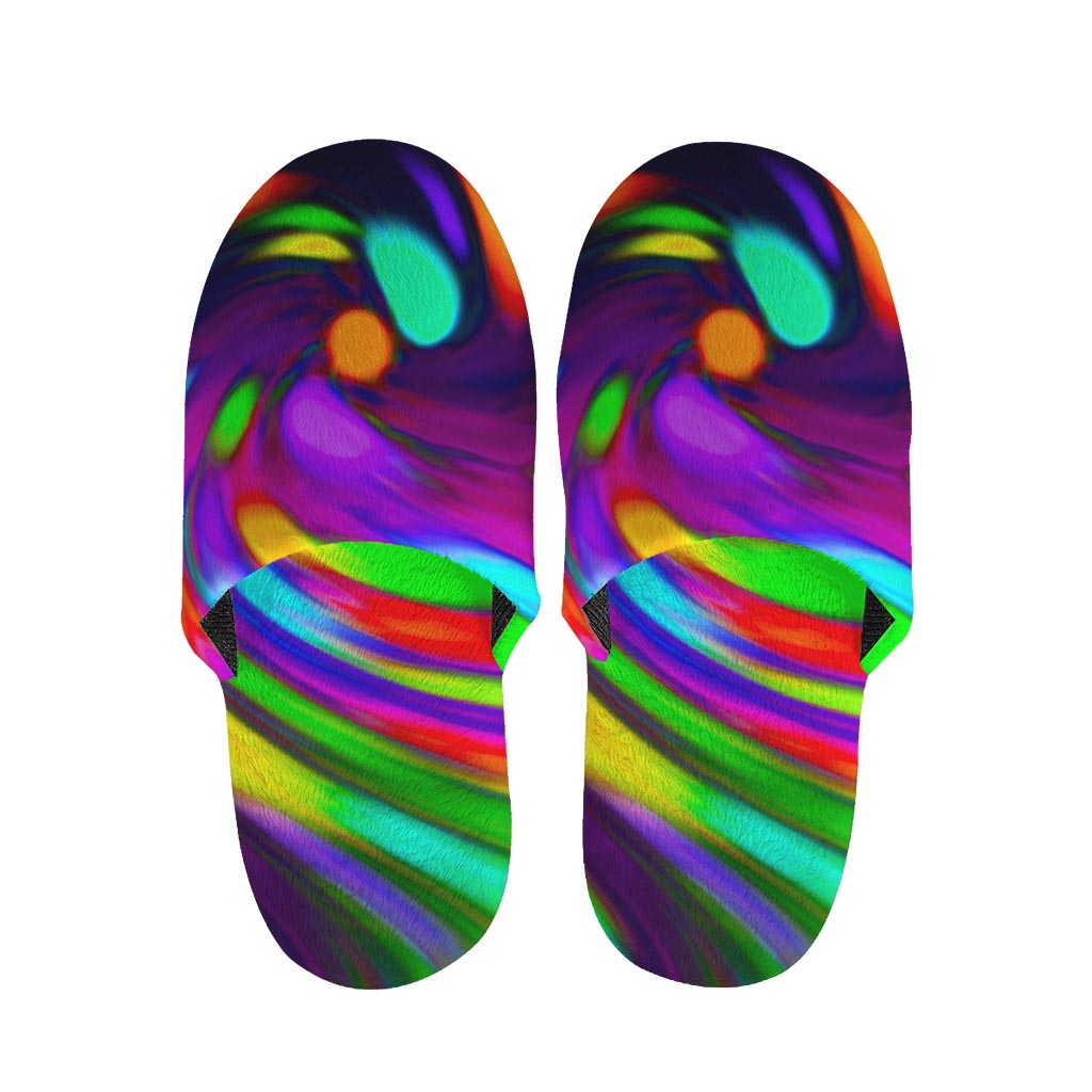 Colorful Spiral Trippy Print Slippers