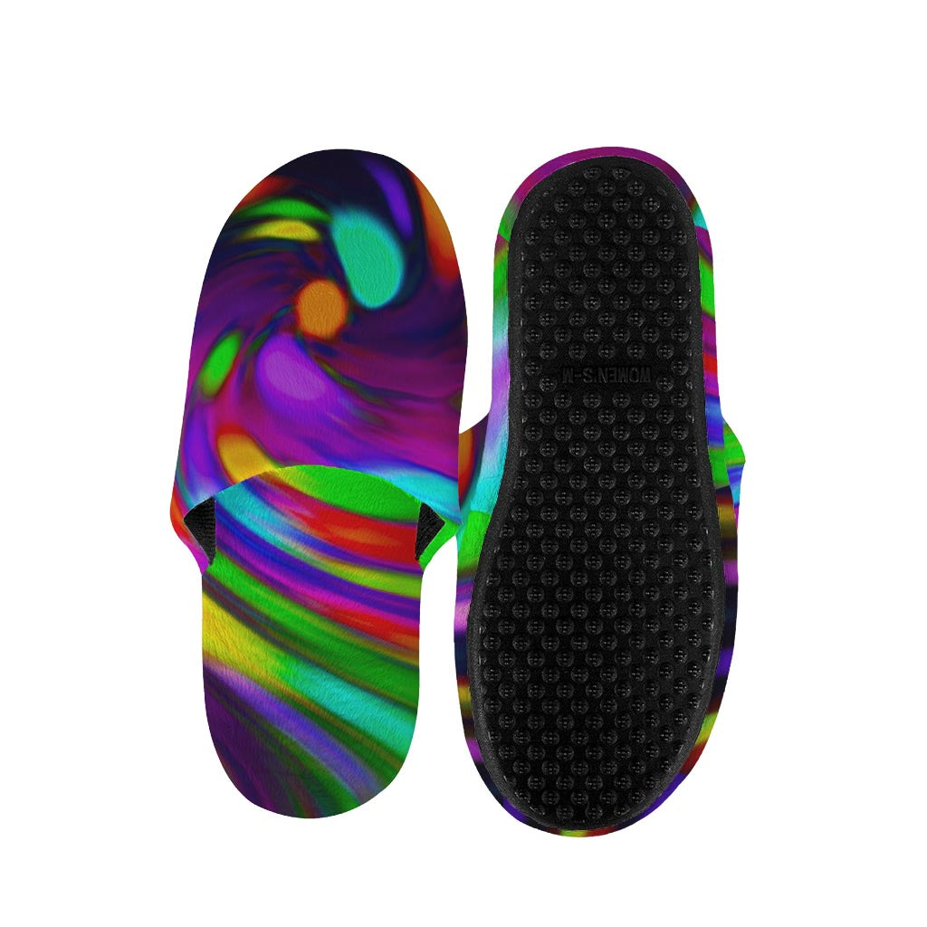 Colorful Spiral Trippy Print Slippers