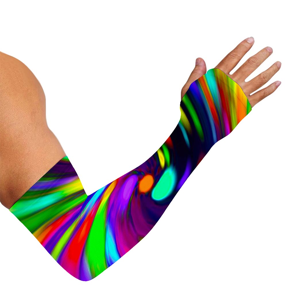Colorful Spiral Trippy Print Sun Protection Arm Sleeves