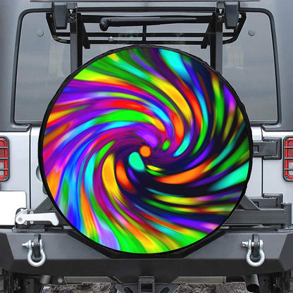 Colorful Spiral Trippy Print Tire Cover