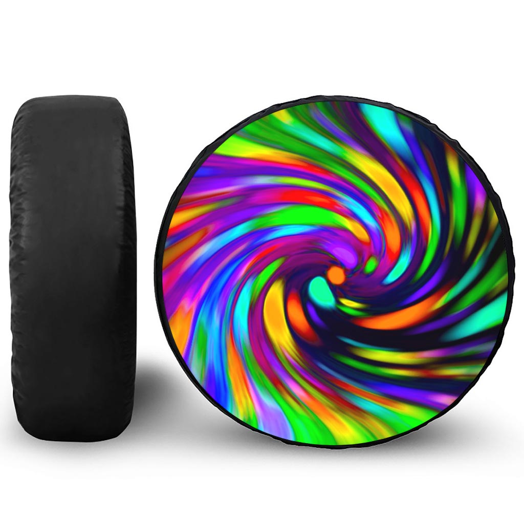 Colorful Spiral Trippy Print Tire Cover