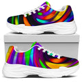 Colorful Spiral Trippy Print White Chunky Shoes