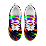 Colorful Spiral Trippy Print White Running Shoes