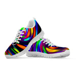 Colorful Spiral Trippy Print White Running Shoes