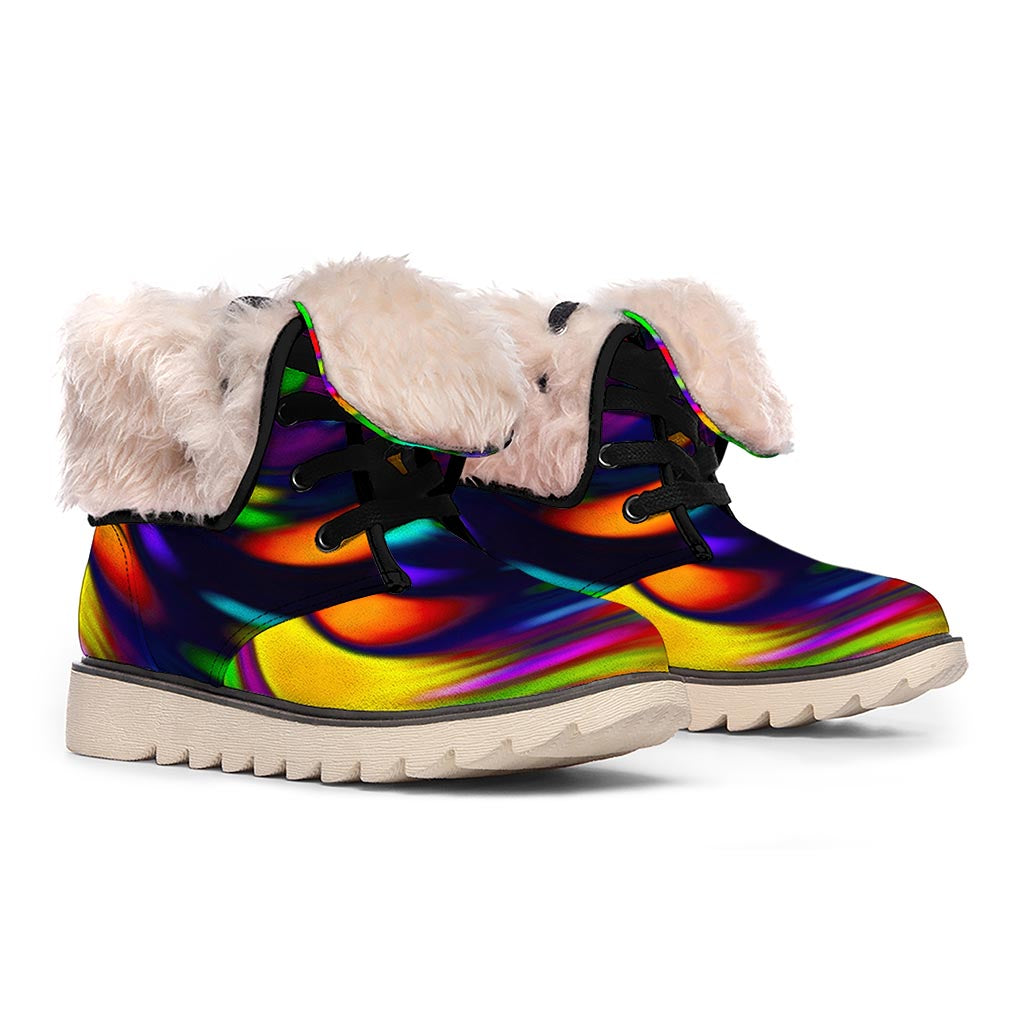 Colorful Spiral Trippy Print Winter Boots