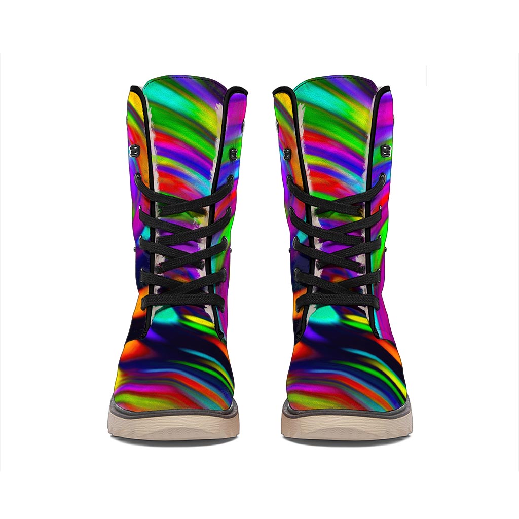 Colorful Spiral Trippy Print Winter Boots