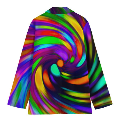 Colorful Spiral Trippy Print Women's Blazer