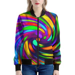 Colorful Spiral Trippy Print Women's Bomber Jacket