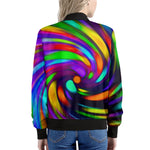 Colorful Spiral Trippy Print Women's Bomber Jacket
