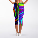 Colorful Spiral Trippy Print Women's Capri Leggings