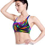 Colorful Spiral Trippy Print Women's Sports Bra