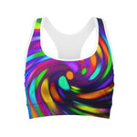 Colorful Spiral Trippy Print Women's Sports Bra