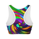 Colorful Spiral Trippy Print Women's Sports Bra