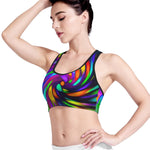 Colorful Spiral Trippy Print Women's Sports Bra