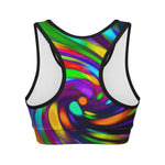 Colorful Spiral Trippy Print Women's Sports Bra