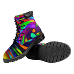 Colorful Spiral Trippy Print Work Boots