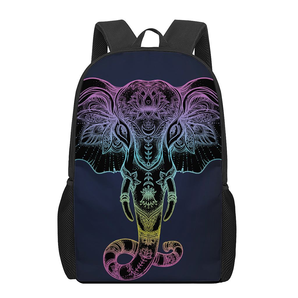 Colorful Spiritual Elephant Print 17 Inch Backpack