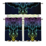 Colorful Spiritual Elephant Print 3 Piece Kitchen Curtains