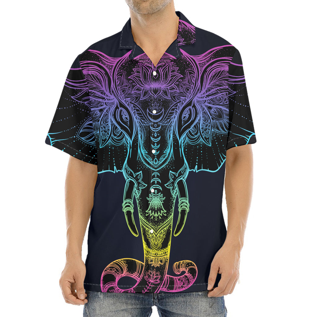 Colorful Spiritual Elephant Print Aloha Shirt