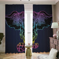 Colorful Spiritual Elephant Print Dimout Pencil Pleat Curtains