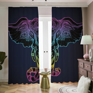 Colorful Spiritual Elephant Print Blackout Pencil Pleat Curtains