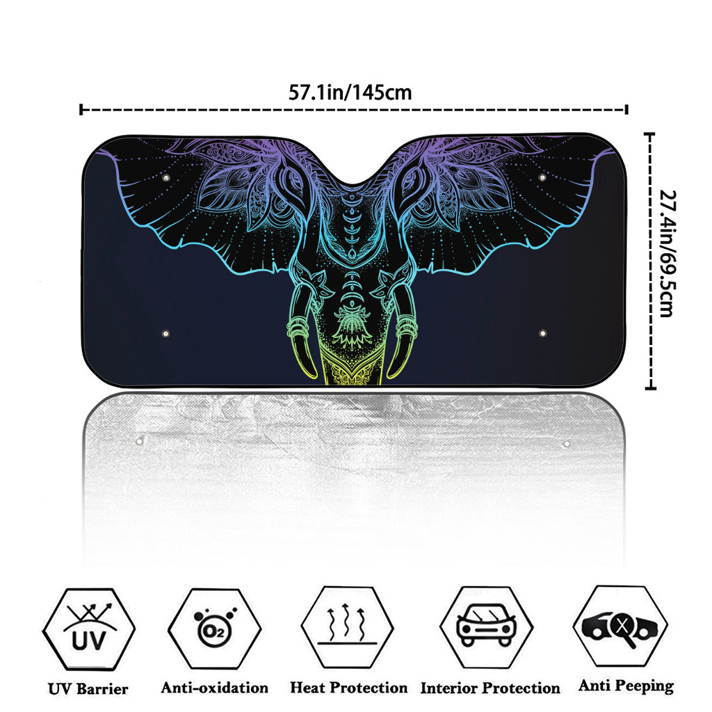 Colorful Spiritual Elephant Print Car Windshield Sun Shade