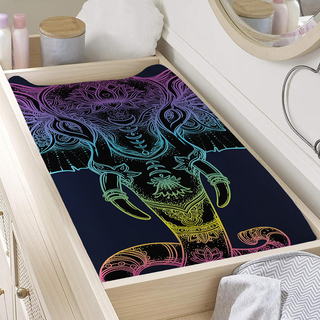 Colorful Spiritual Elephant Print Changing Pad Cover