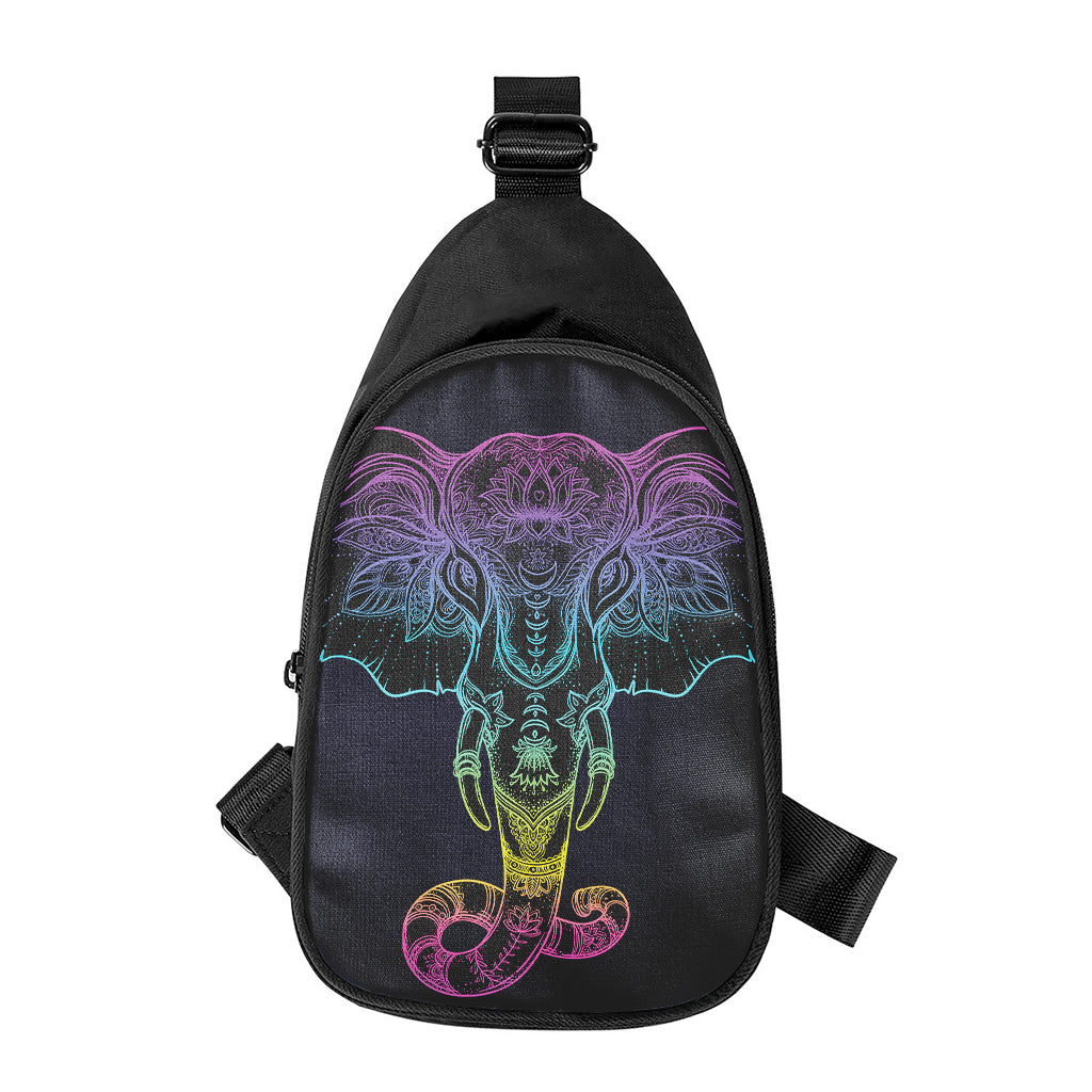 Colorful Spiritual Elephant Print Chest Bag