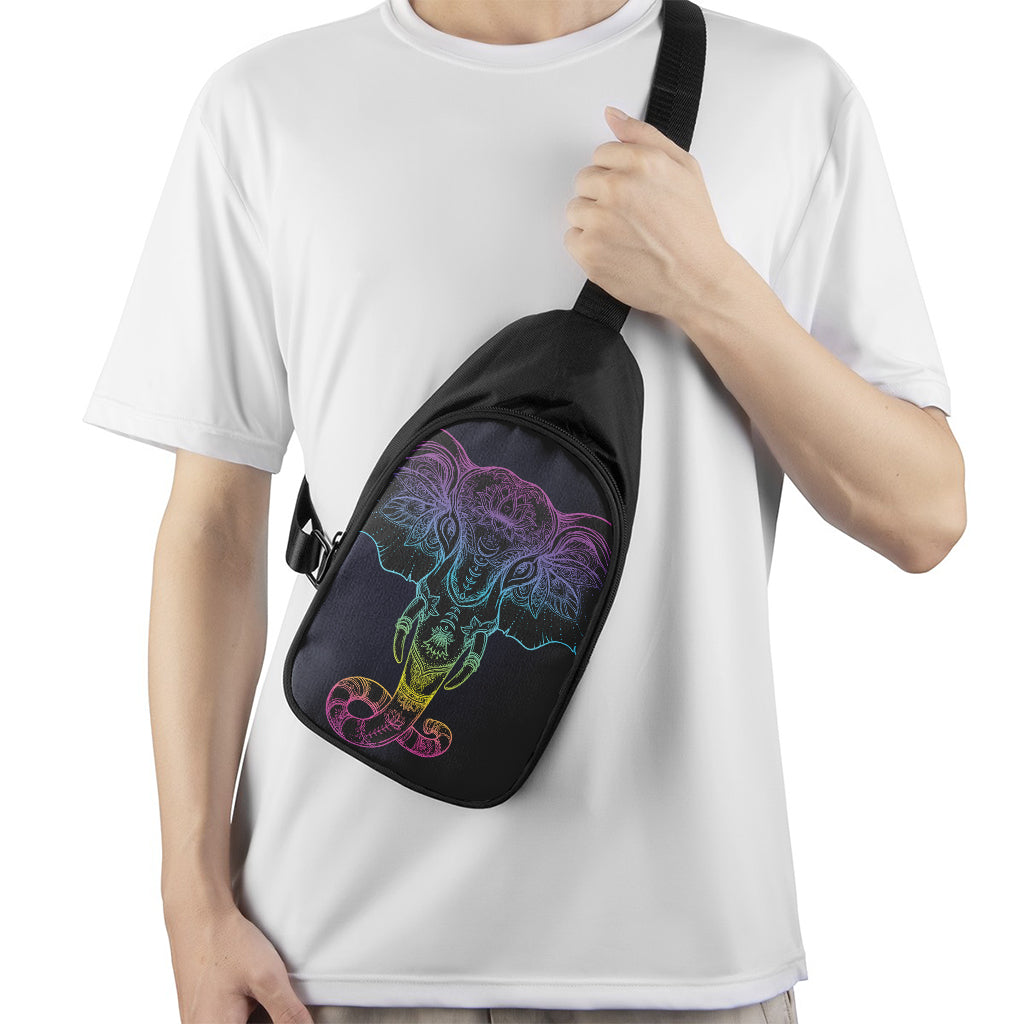 Colorful Spiritual Elephant Print Chest Bag