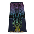 Colorful Spiritual Elephant Print Cotton Front Slit Maxi Skirt