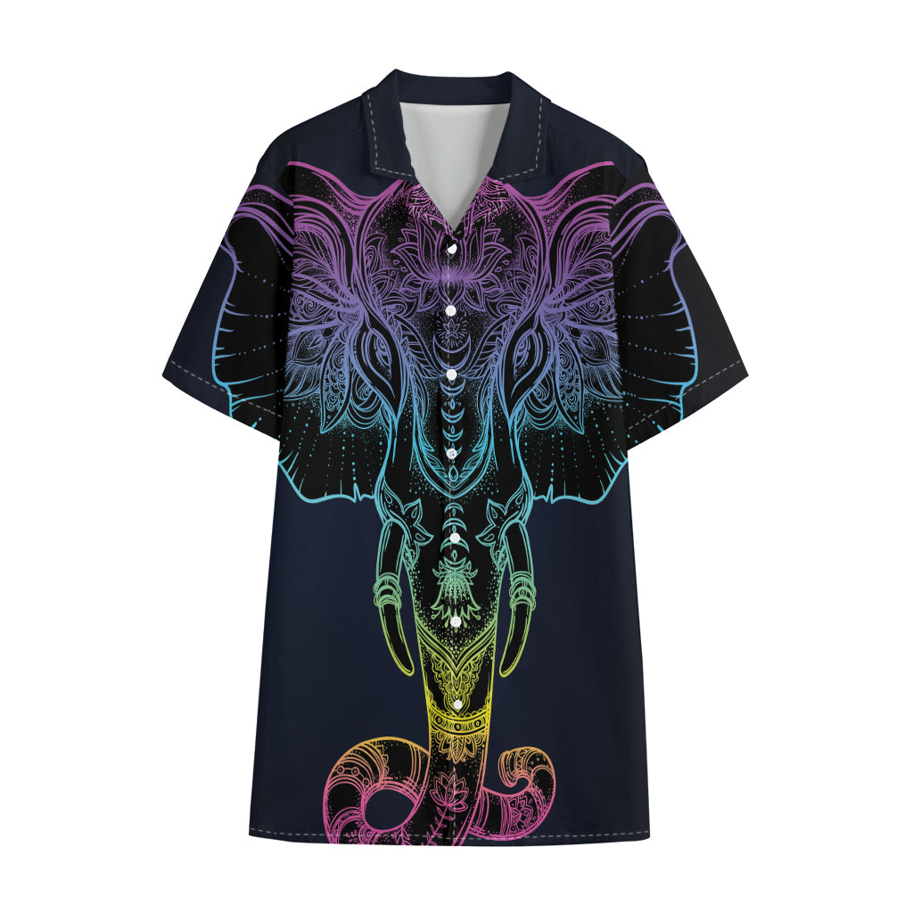 Colorful Spiritual Elephant Print Cotton Hawaiian Shirt