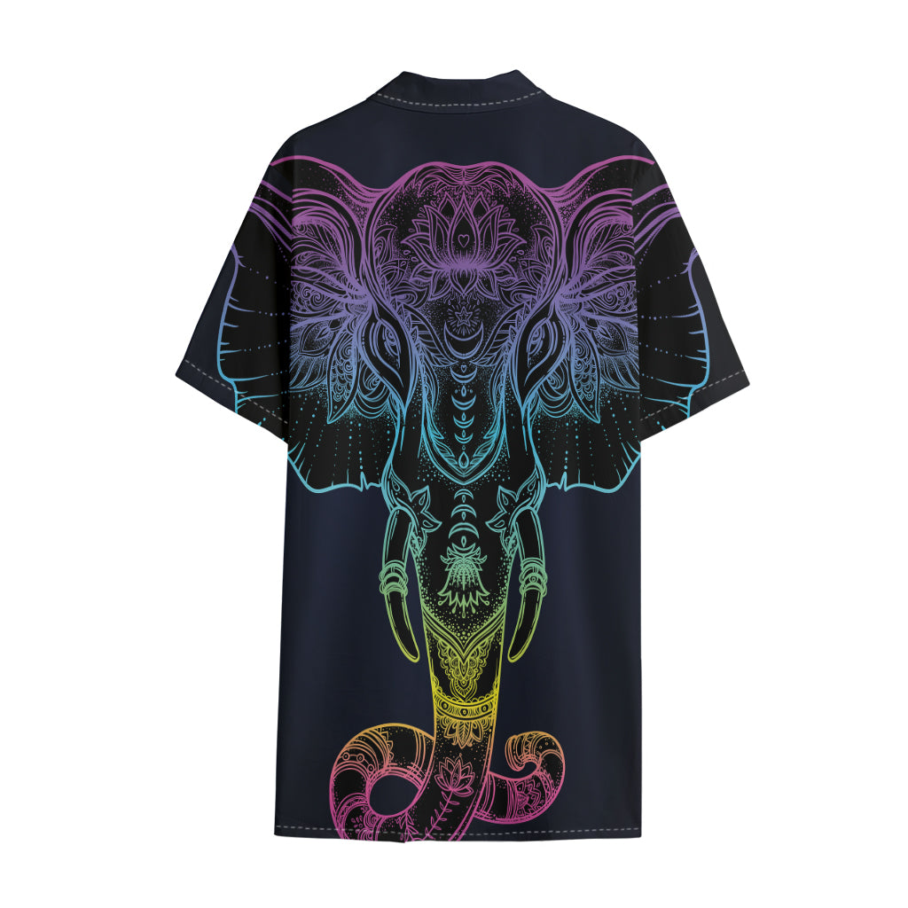 Colorful Spiritual Elephant Print Cotton Hawaiian Shirt