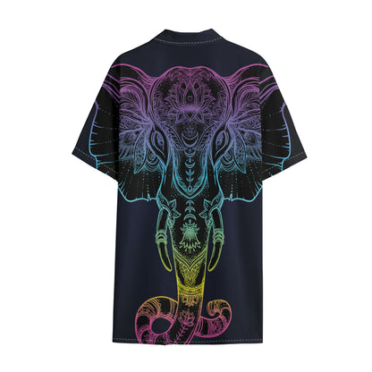 Colorful Spiritual Elephant Print Cotton Hawaiian Shirt